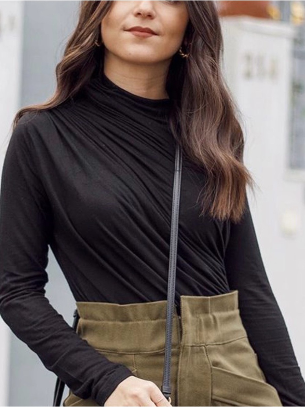 Chicwish Black Asymmetric Ruched Long-Sleeve Top - Picture 4 of 4